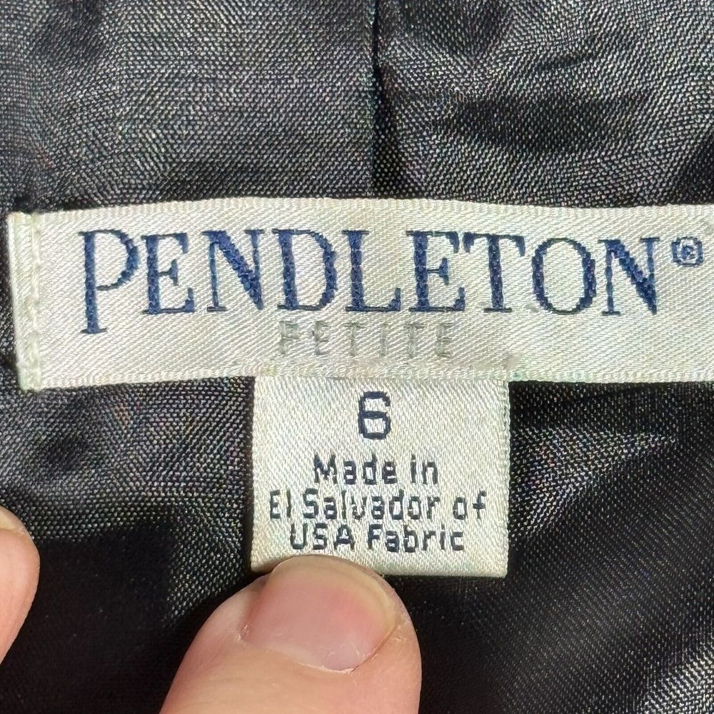 Pendleton Blazer Womens 6 Black Virgin Wool Tweed Double Breasted Jacket Preppy