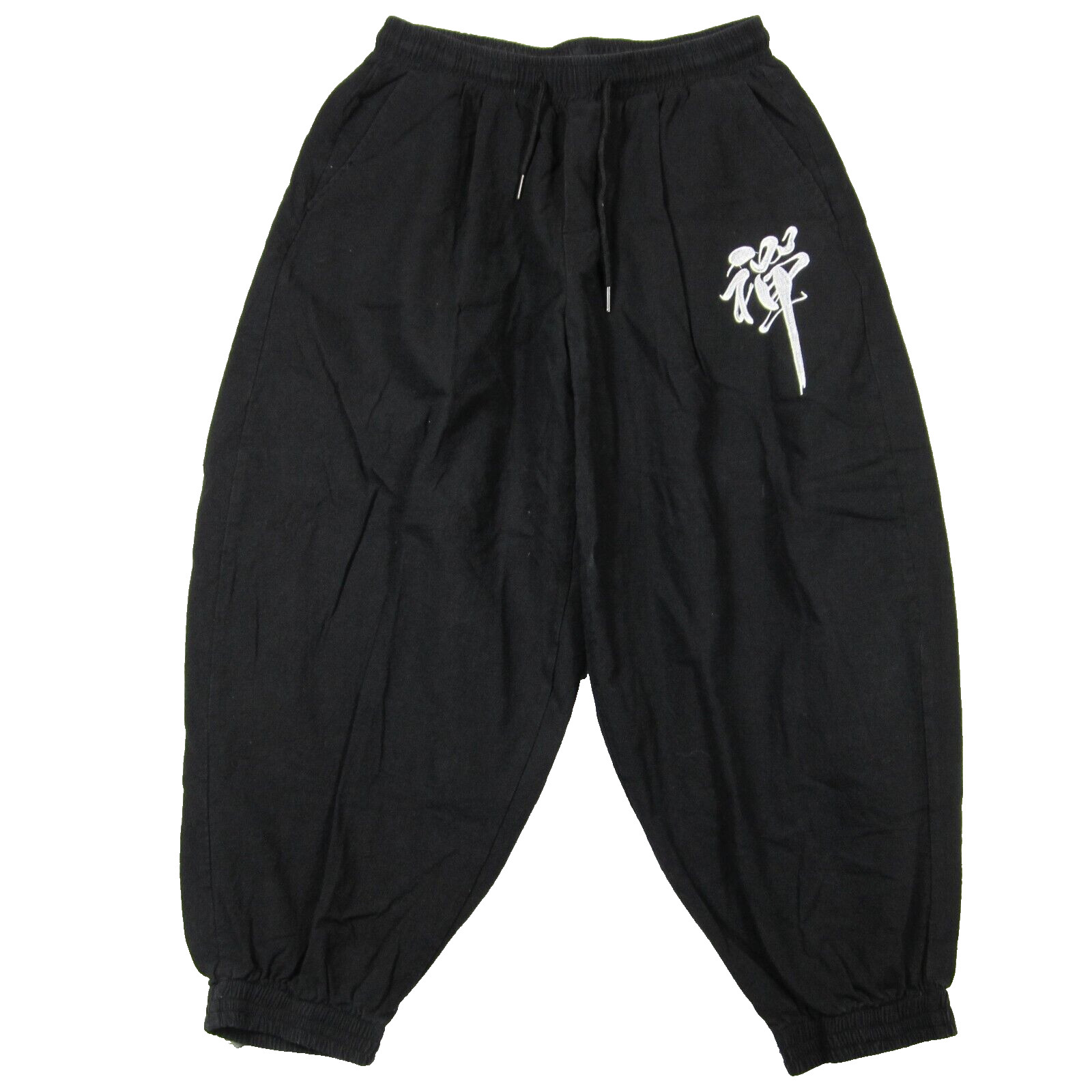 Oriental Jogging pants Adults size 28×23 Black baggy pockets lightweight