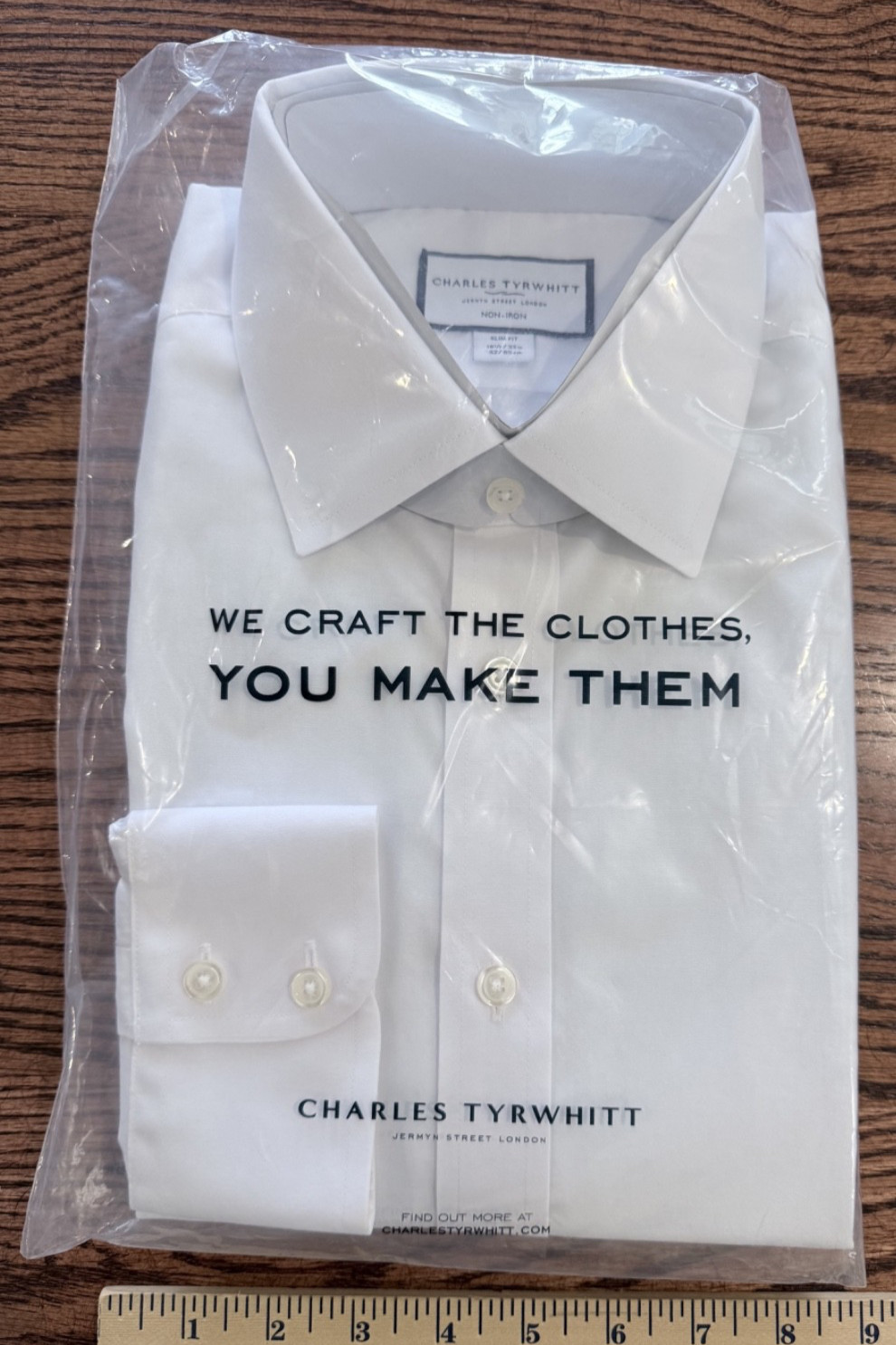 NEW Charles Tyrwhitt Mens slim fit white shirt 16.5×35 non-iron stretch $129