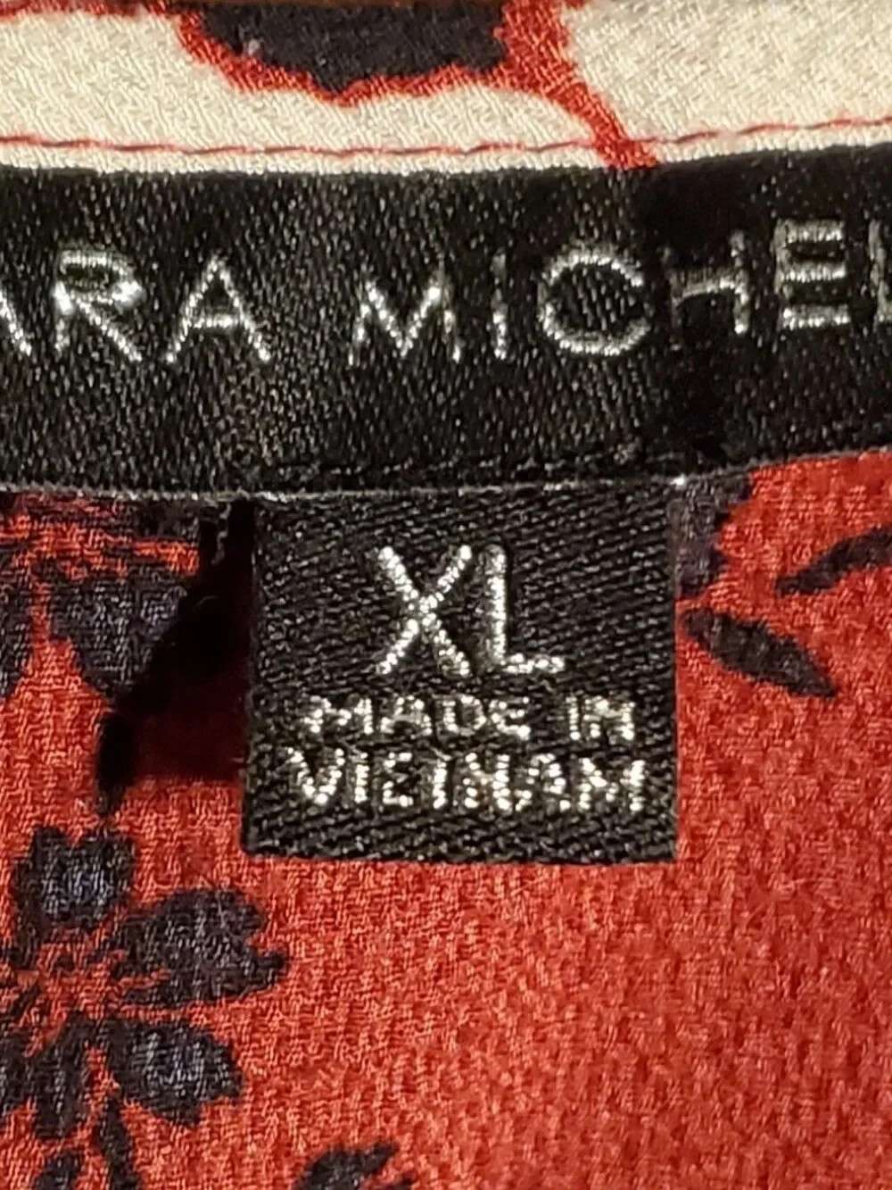 Sara Michelle Red and White Floral Blouse Size XL