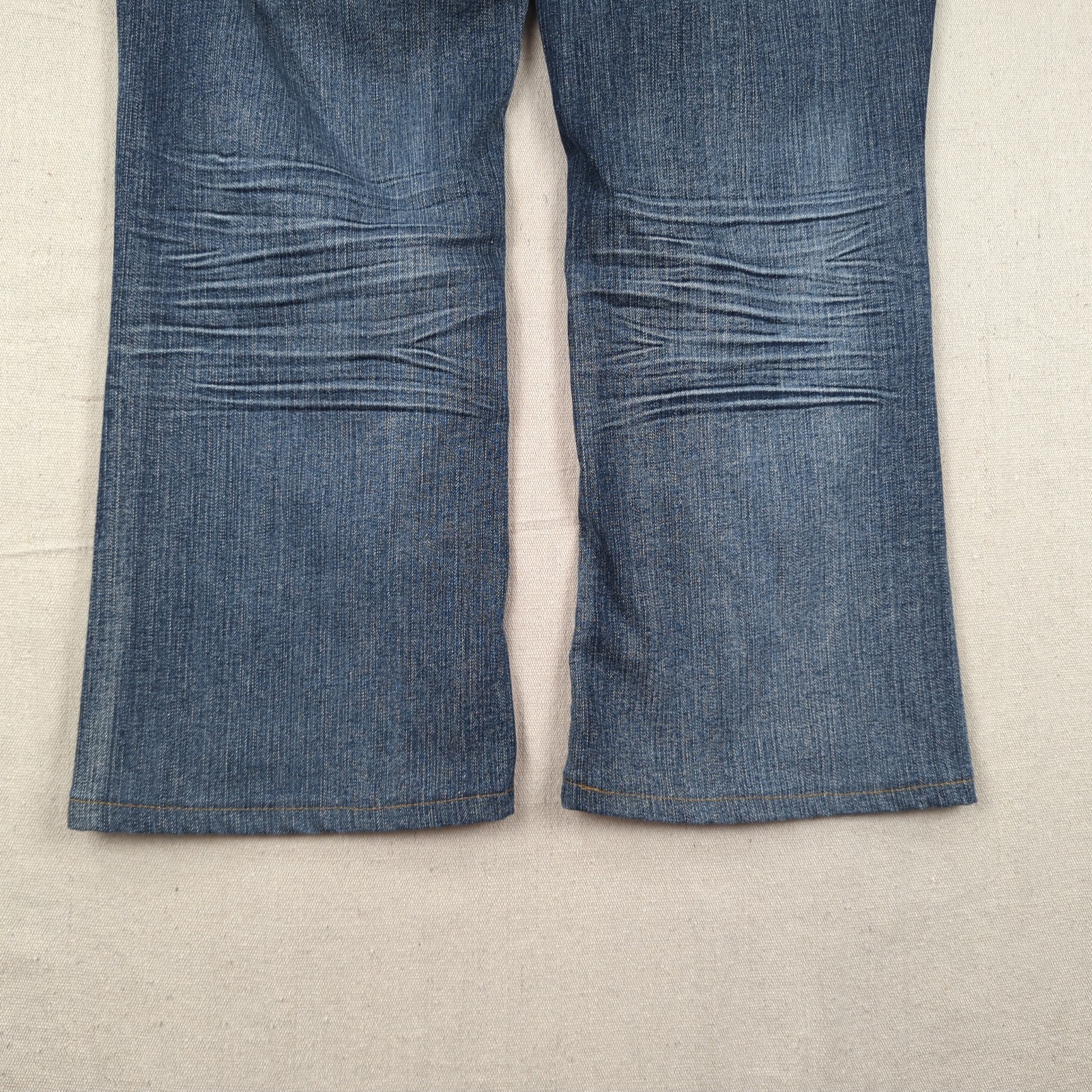Amethyst Jeans Womens 16 Blue Boot Cut Cropped Low Rise Thick Stitch Flap Pocket