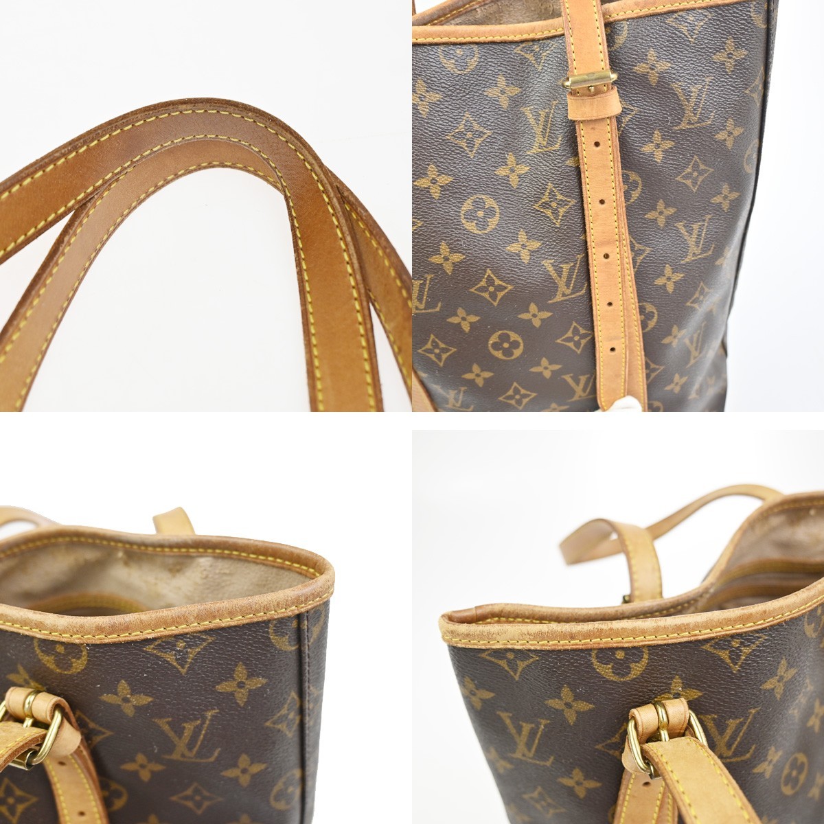 LOUIS VUITTON BUCKET GM Shoulder Tote Bag Monogram Leather Brown M42236 64KD021