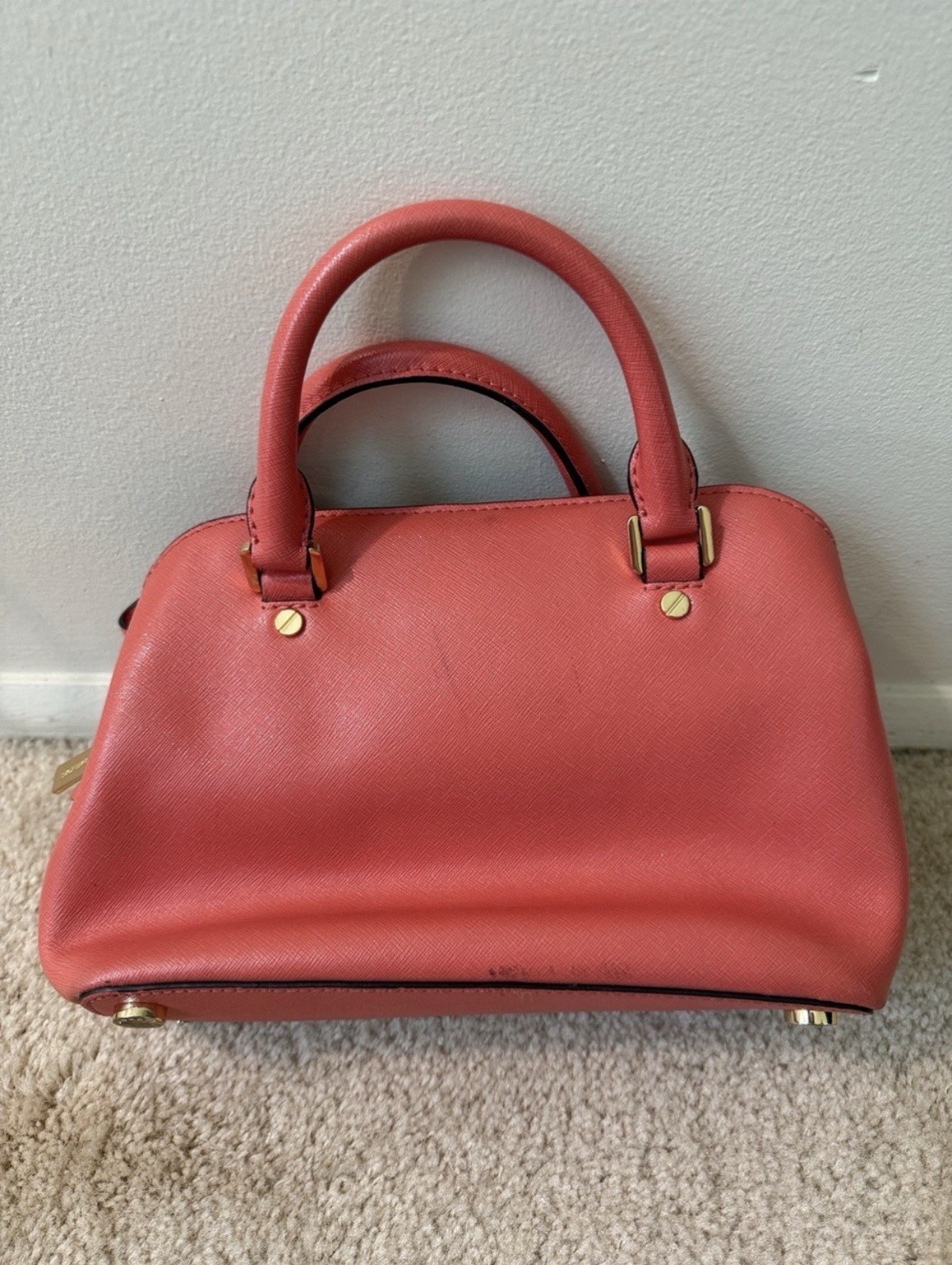 Michael Kors Savannah Small Satchel Saffiano Leather Top Handle Pink Grapefruit