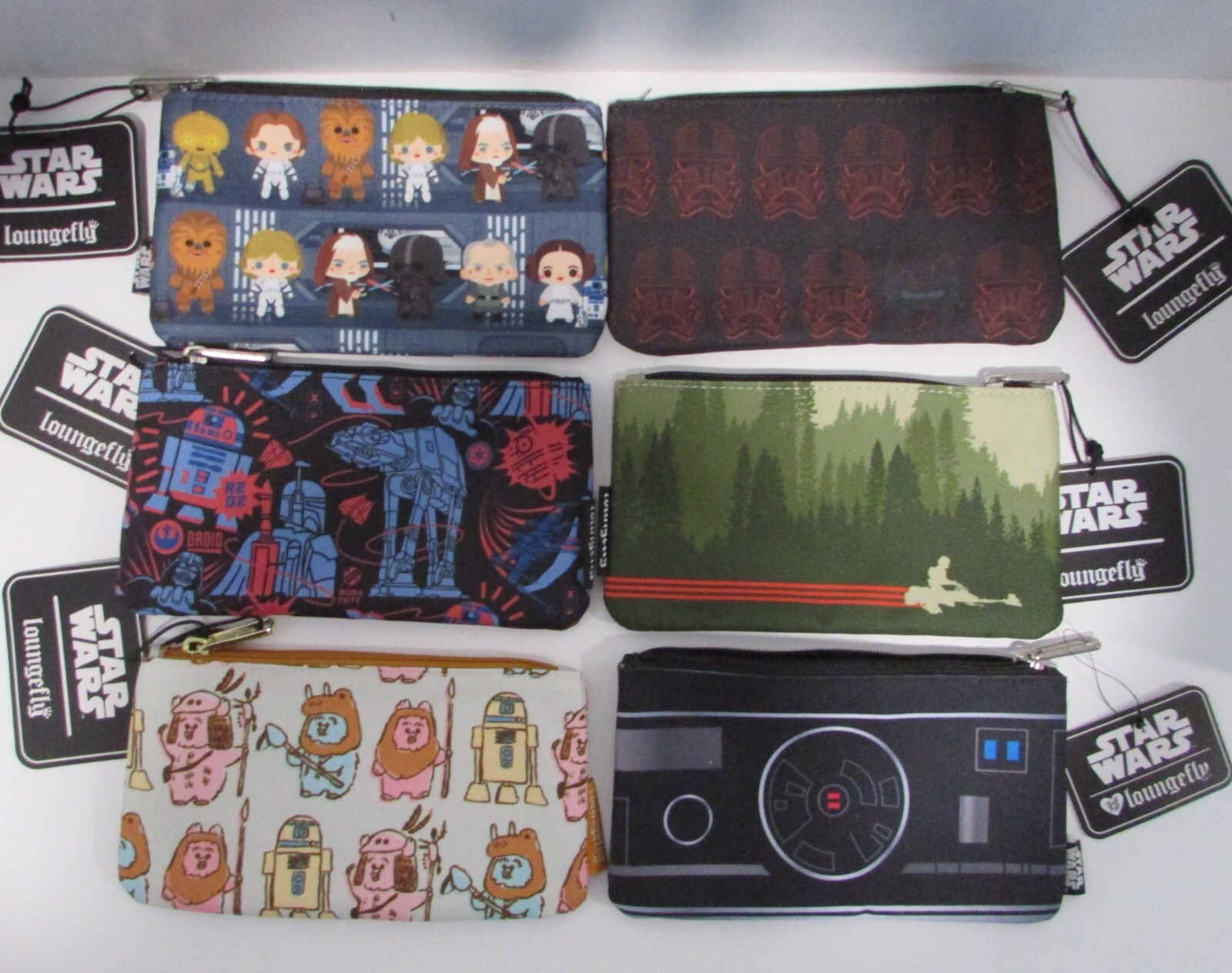 Star Wars Loungefly Nylon Zip Pouch Cosmetic Wallet Pencil Purse Bag Disney NWT