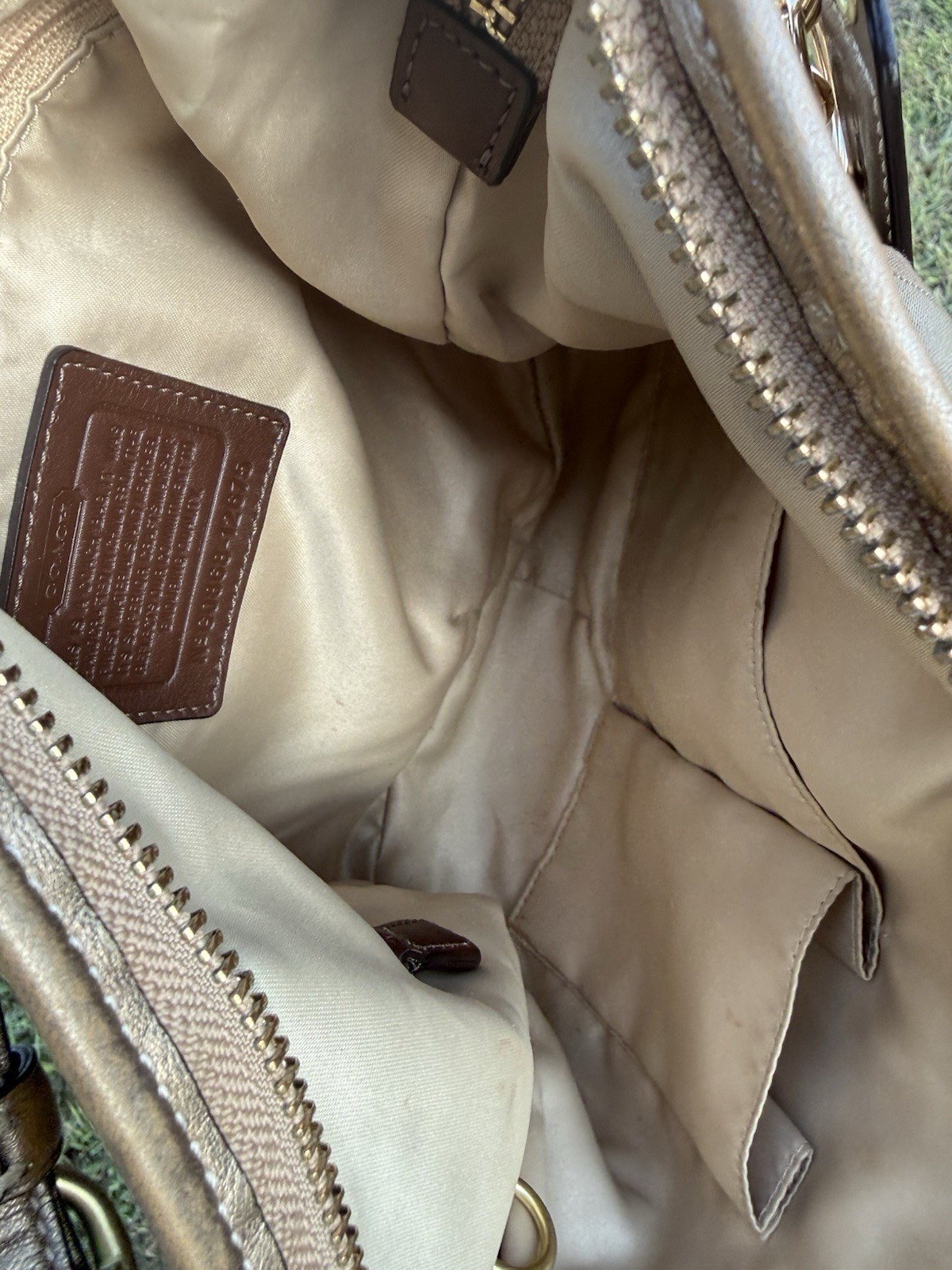Vintage Y2K Coach Metallic Khaki Shoulder Soho Boho Shoulder Bag