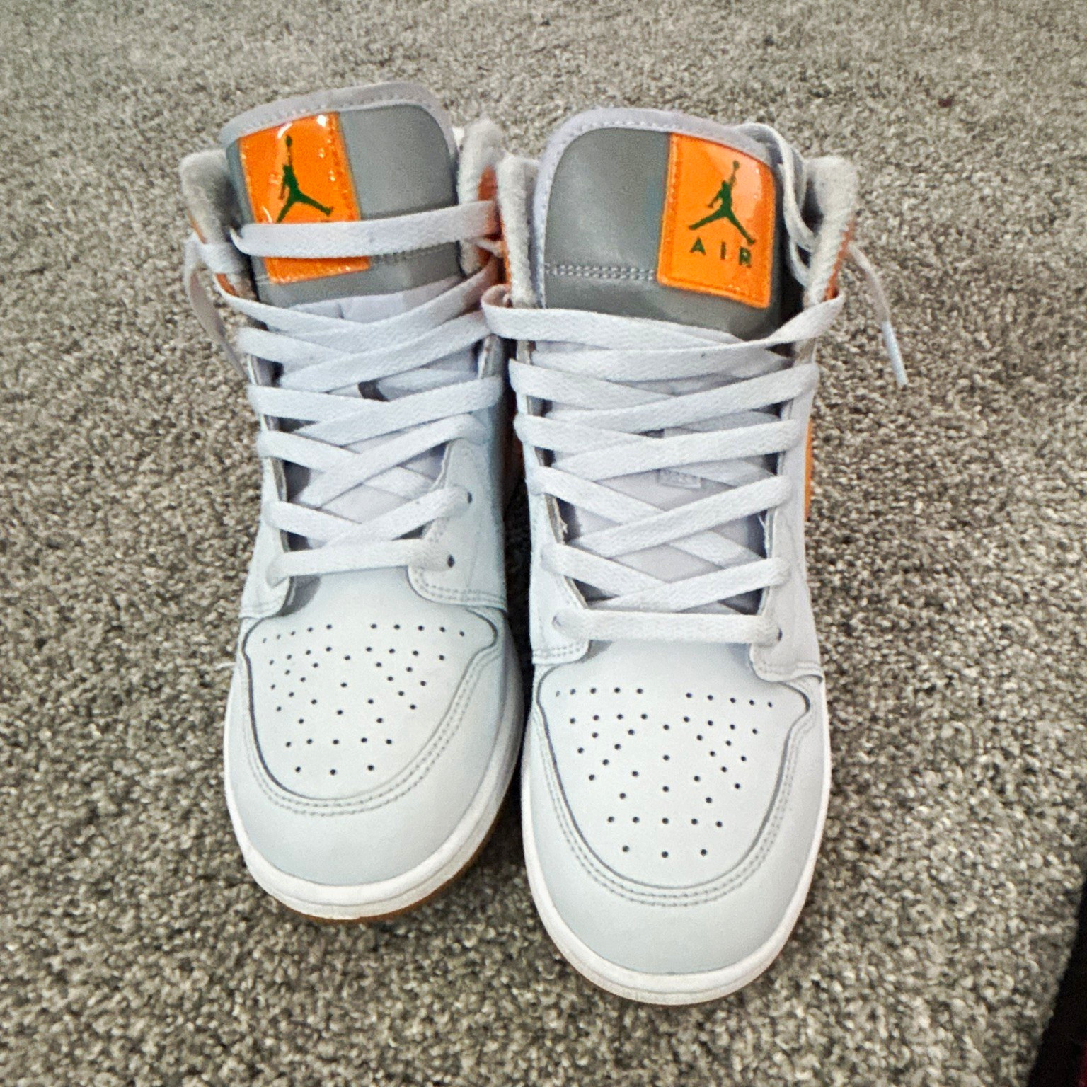Jordan Air Jordan 1 Men’s High Top Colorblock Lace Up Sneaker Gray/Orange/White