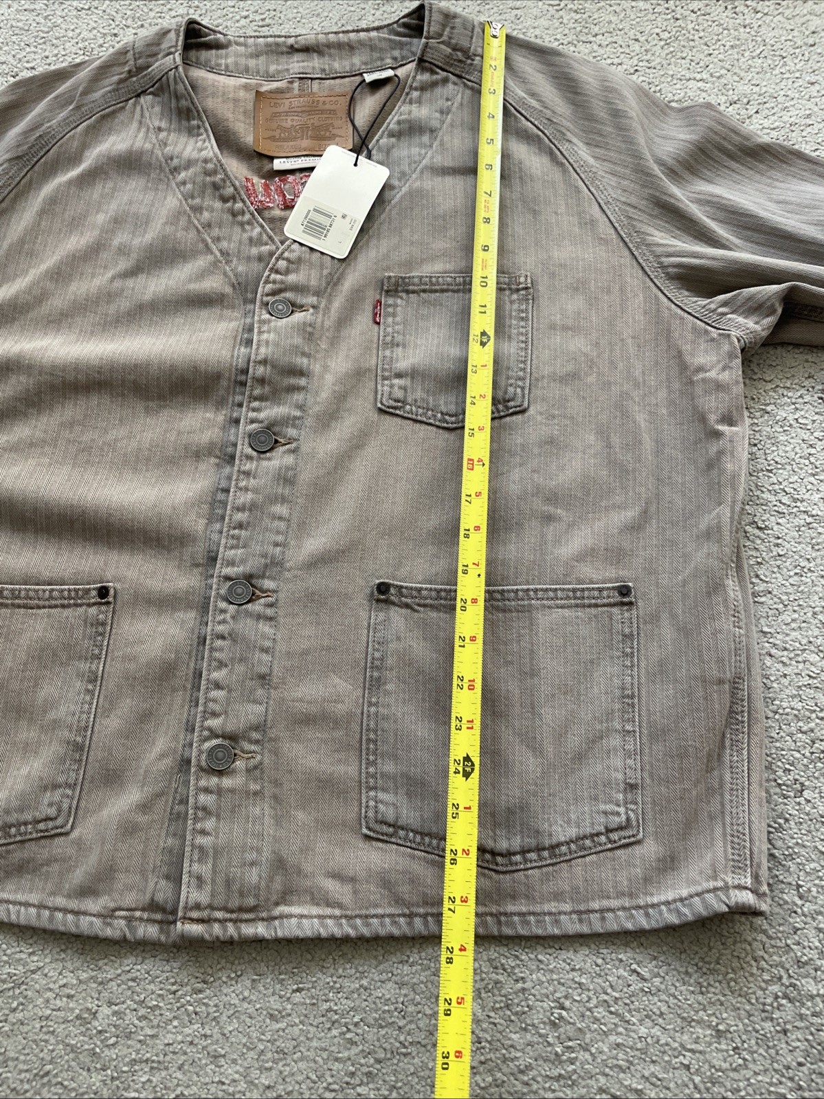 Levis Union Engineers Coat Beige Denim Cardigan Relaxed Fit 71390006 Men’s Sz L