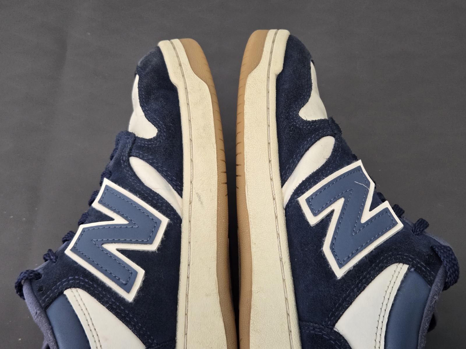 New Balance BB480 Mens Athletic Casual Shoes White/Navy Blue BB480 Size 10