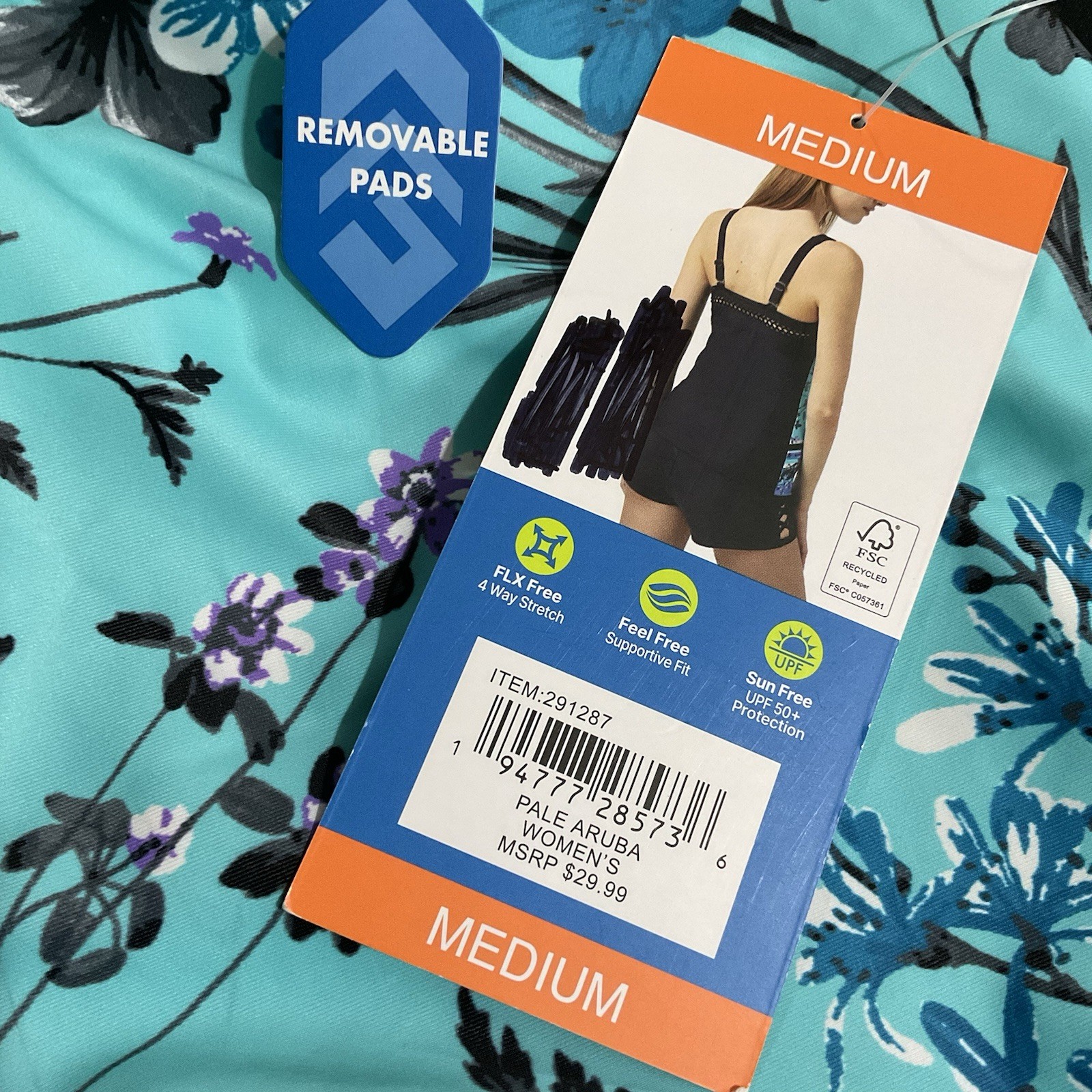 Free Country (Size Medium 8-10) 2-Piece Swim Set, Pale Aruba Tankini “New”