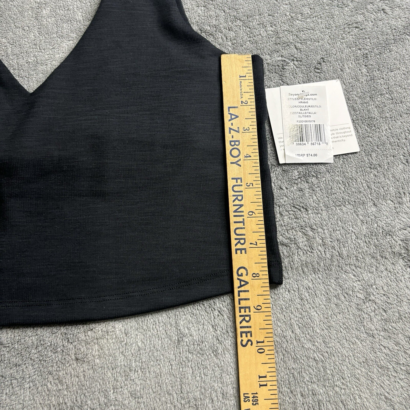 NWT Beyond Yoga Heather Rib Fresh Cut Cropped Tank Size XL Black Heather