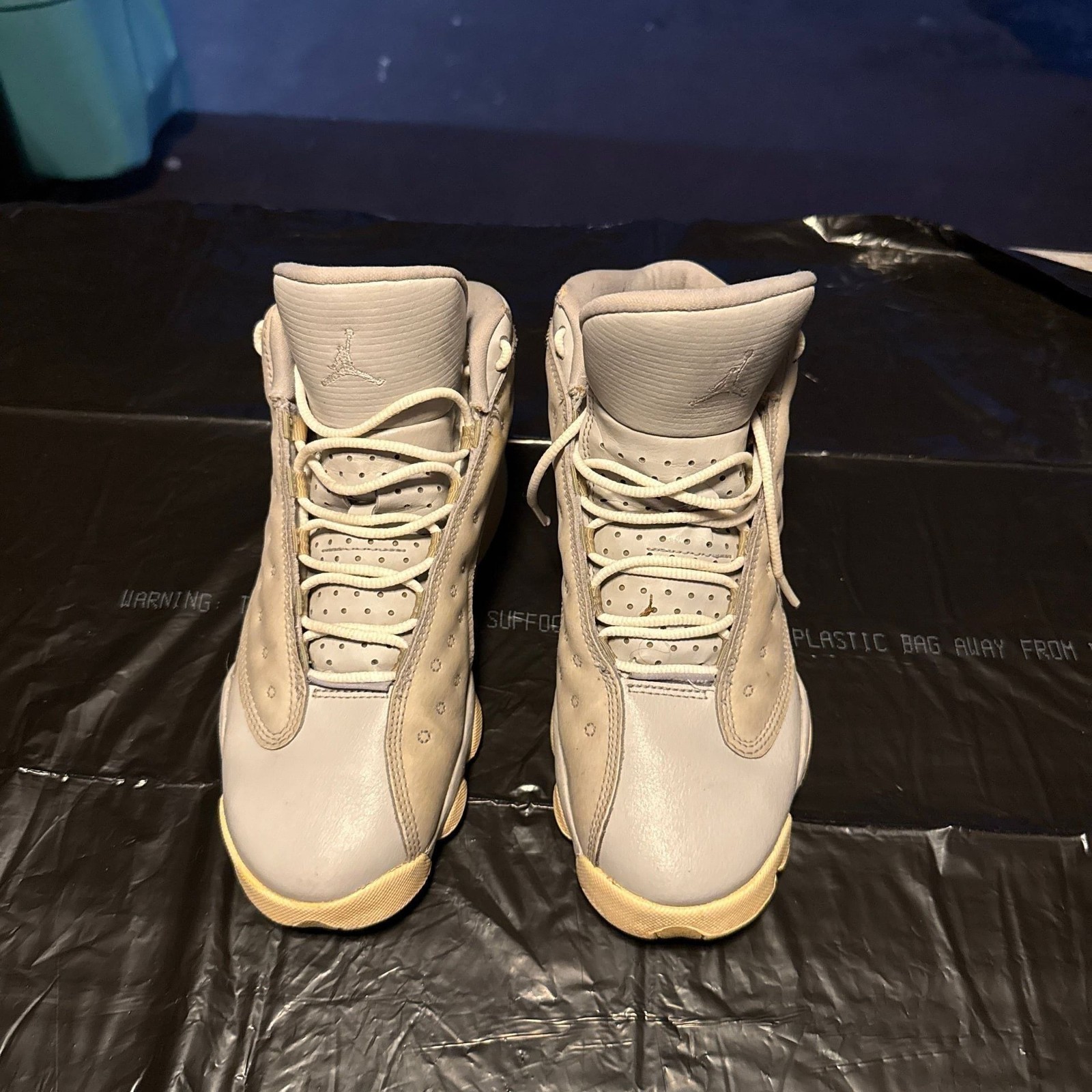 Nike Air Jordan 13 Retro High Top Sneakers, Grey/Tan Leather, Size 5