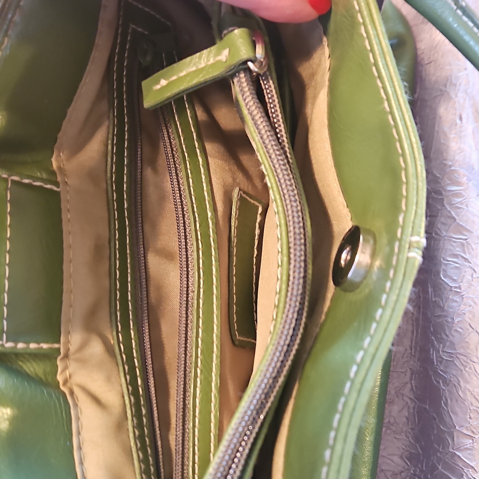 St. JohnsGreen Small Satchel Top Handle Bag Buckle Accent Magnetic
