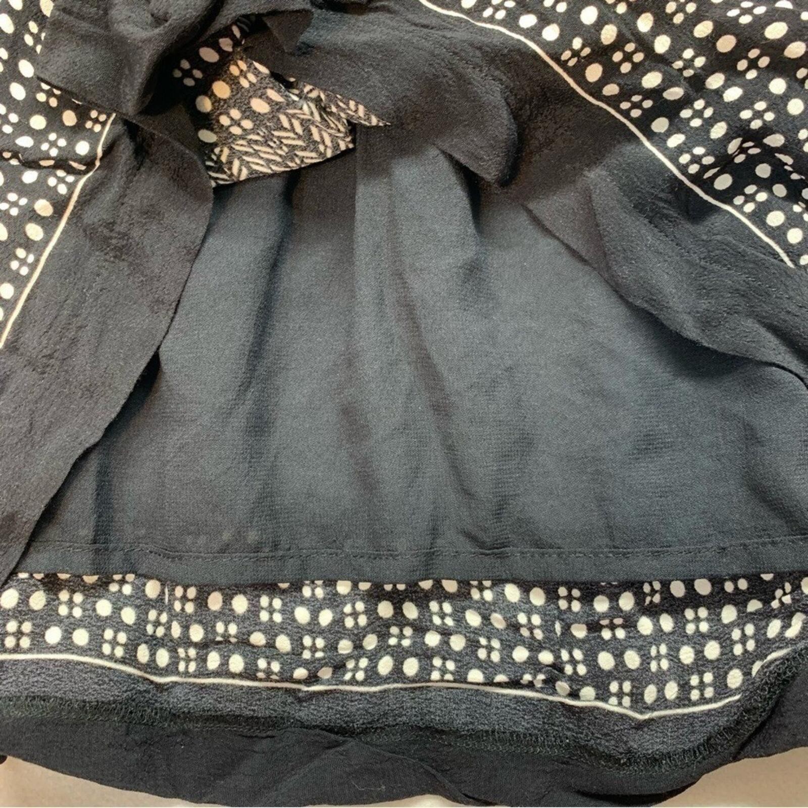 Promod Skirt Womens 8 Black White Herringbone Dot Print Lined Side Zip Pockets