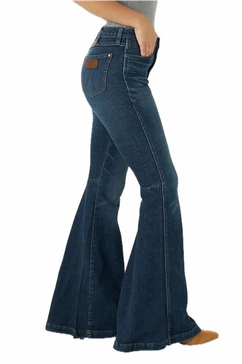 WRANGLER RETRO WOMEN 25×34 BAILEY HIGH RISE FLARE DENIM JEANS BELL BOTTOM NWT