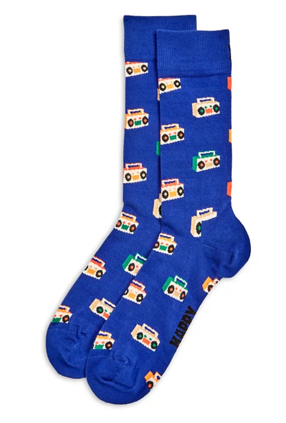 Happy Socks Men Boom Box Crew Socks Blue Fits Shoe Size 8-14