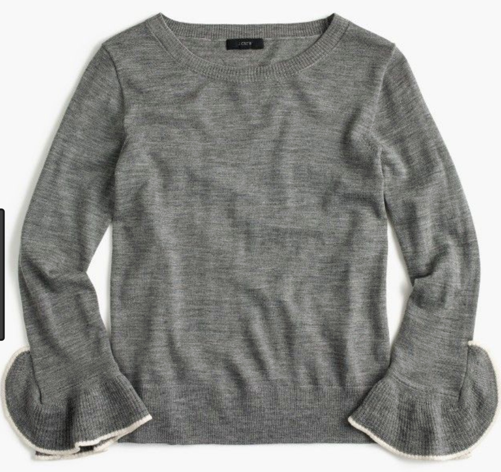 J.Crew Merino wool crewneck with ruffle sleeves sweater-H7721-XXS, XS, S, M,L,XL