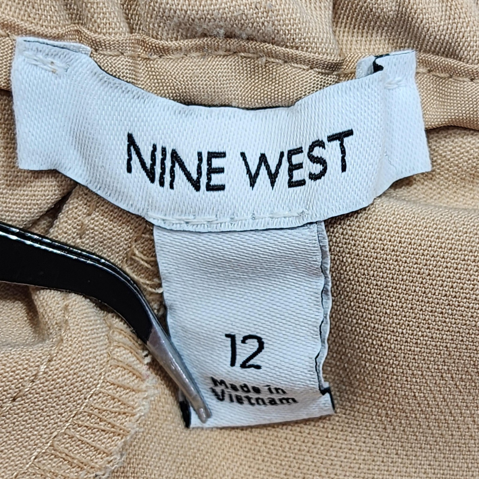 Nine West Pants Womens 12 Beige Side Striped Slim Straight Tapered Ankle Preppy