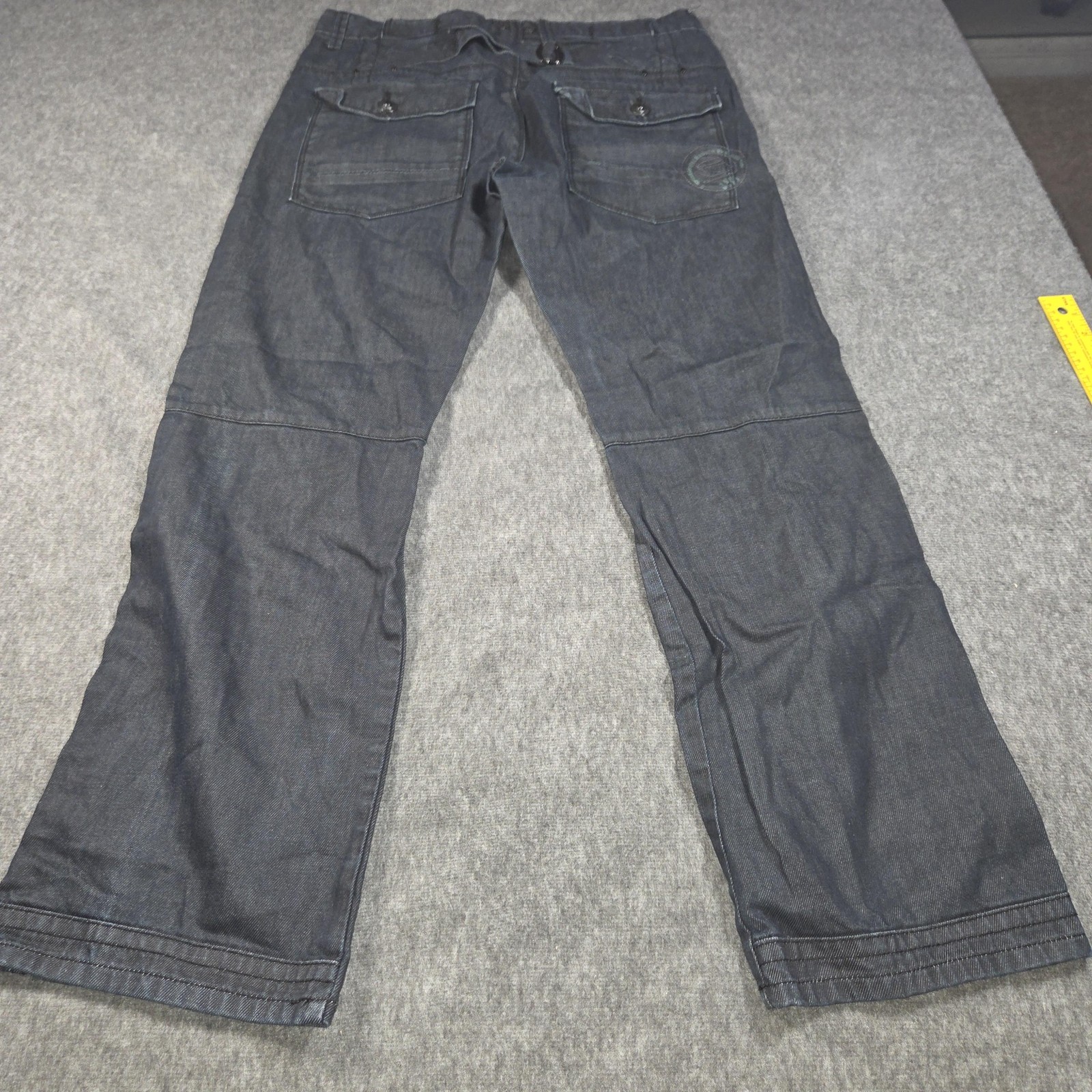 G-Star RAW Jeans Mens 36×32 Blue 3301 Straight Denim Belted Pockets Dark Wash