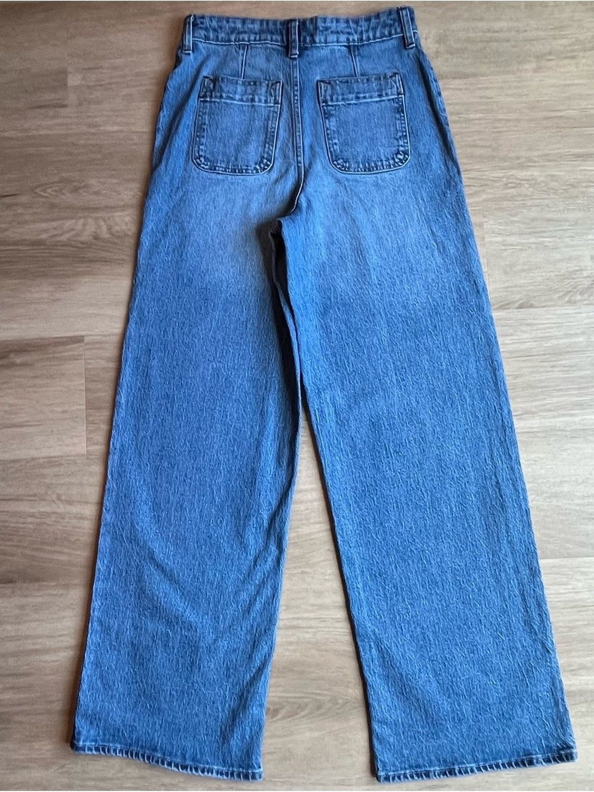 Free Assembly High-Rise Wide-Leg Patch Pocket Jeans Blue Denim Size 4