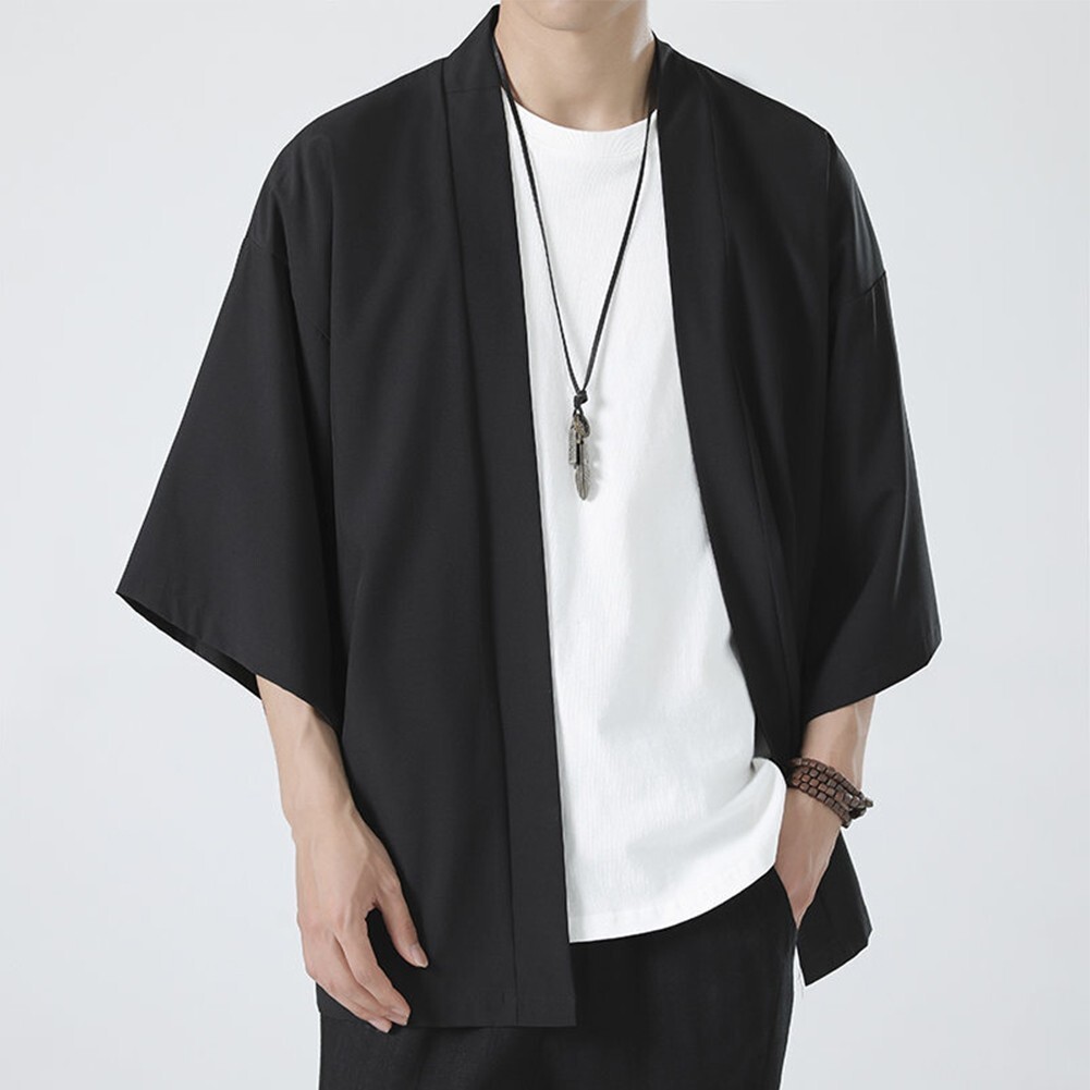 Comfy Fashion Shirt Jacket Yukata 3/4 Sleeve Cardigan Coat Japanese Kimono