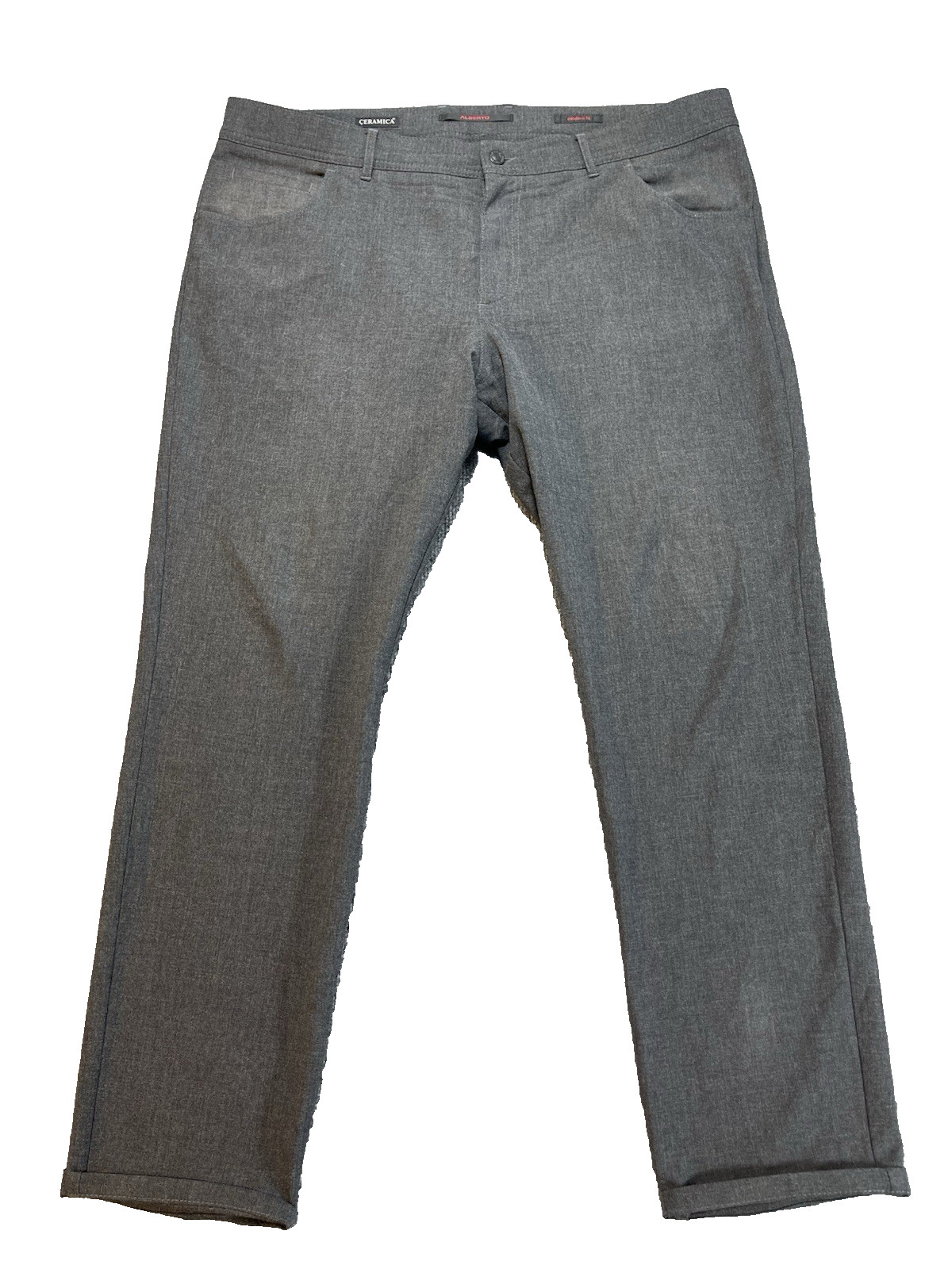 Alberto Ceramica Stone Modern Fit Dress Pant Mens 40×30 Gray Stretch 5 Pockets