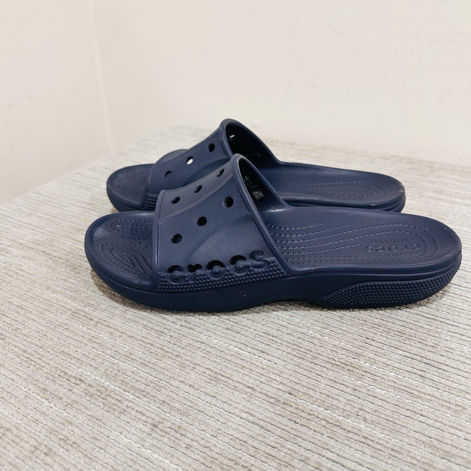 Crocs Baya Slide Sandals Womens 10 Blue Slip On Shoes Pool Beach