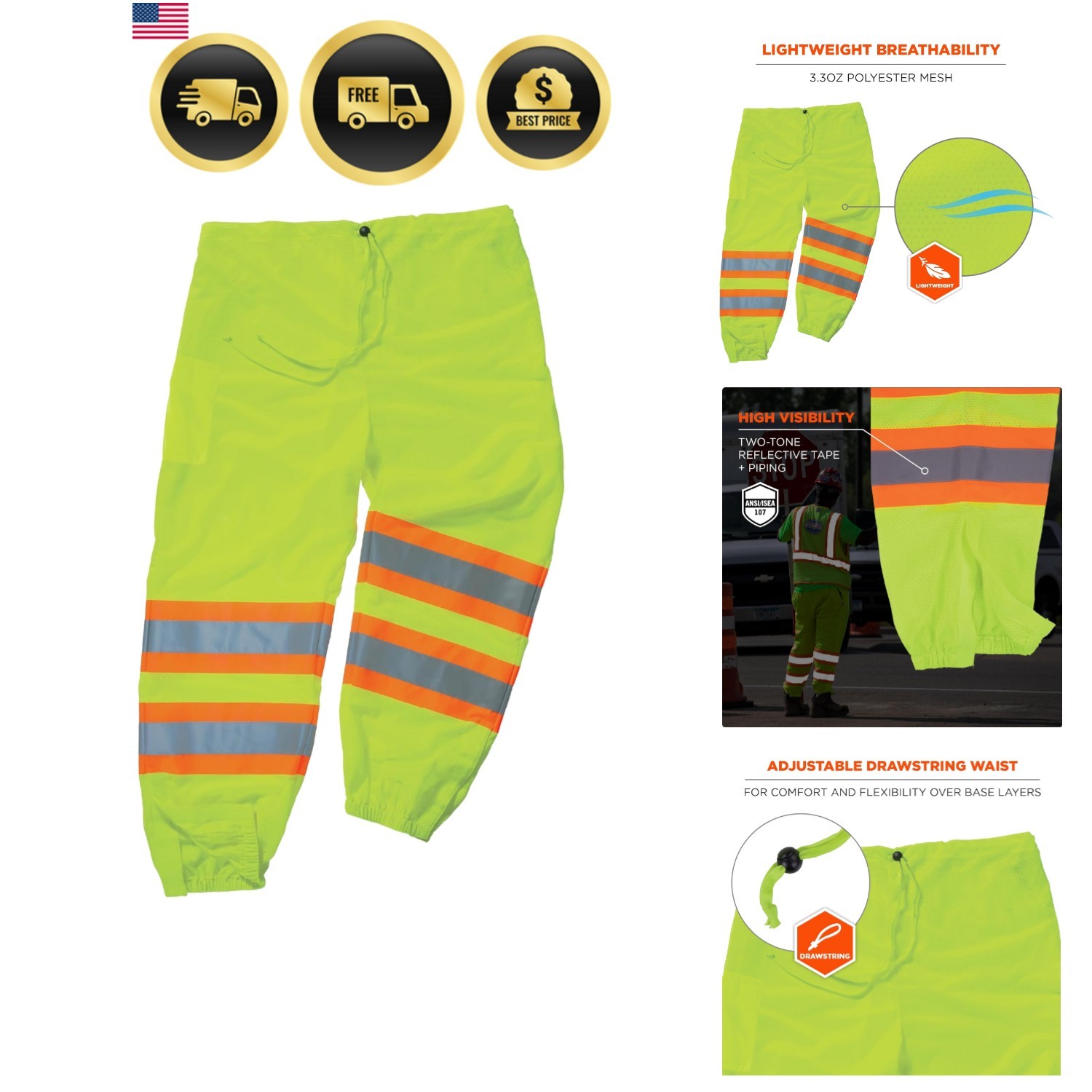 unisex adult Two-tone Class E Two Tone Pants, Lime, Small-Medium
