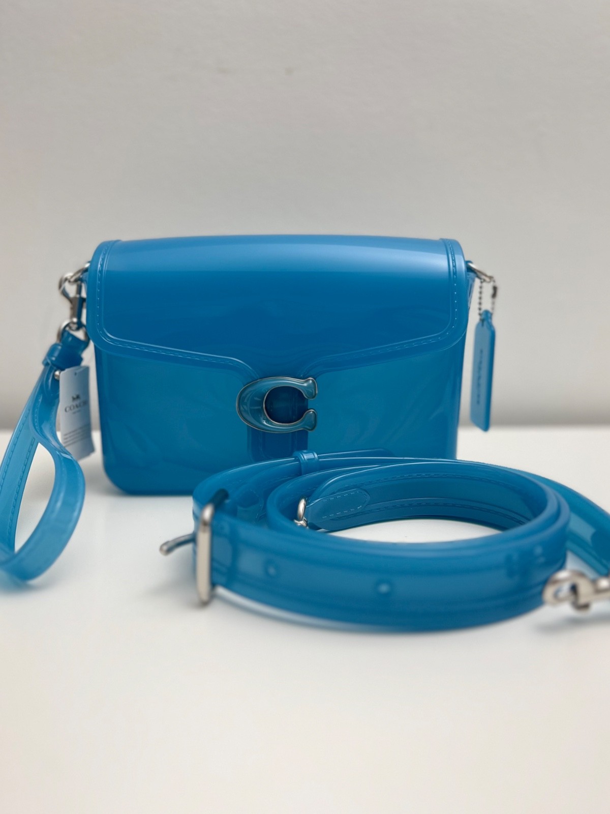NWT Coach Jelly Tabby Bag CH748 Blue Transparent Jelly Crossbody Bag Wristlet