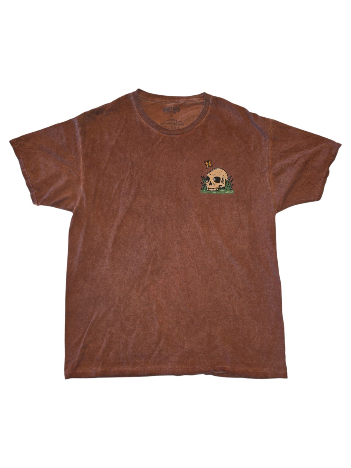 Thrift Shop Exchange Skeleton Tee XL Brown Mineral Wash Graphic Skull