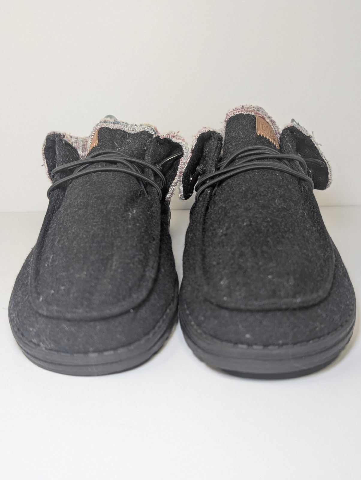 Hey Dude Wendy Fold Wool Black Multi Woven Collar Slip On Loafers Womens Size 10