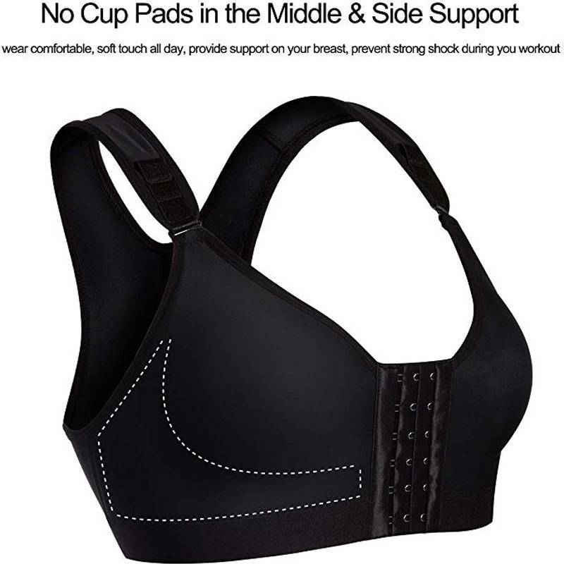 Women’s Front Closure Posture Wireless Back Support Full Coverage Bra Wide Strap