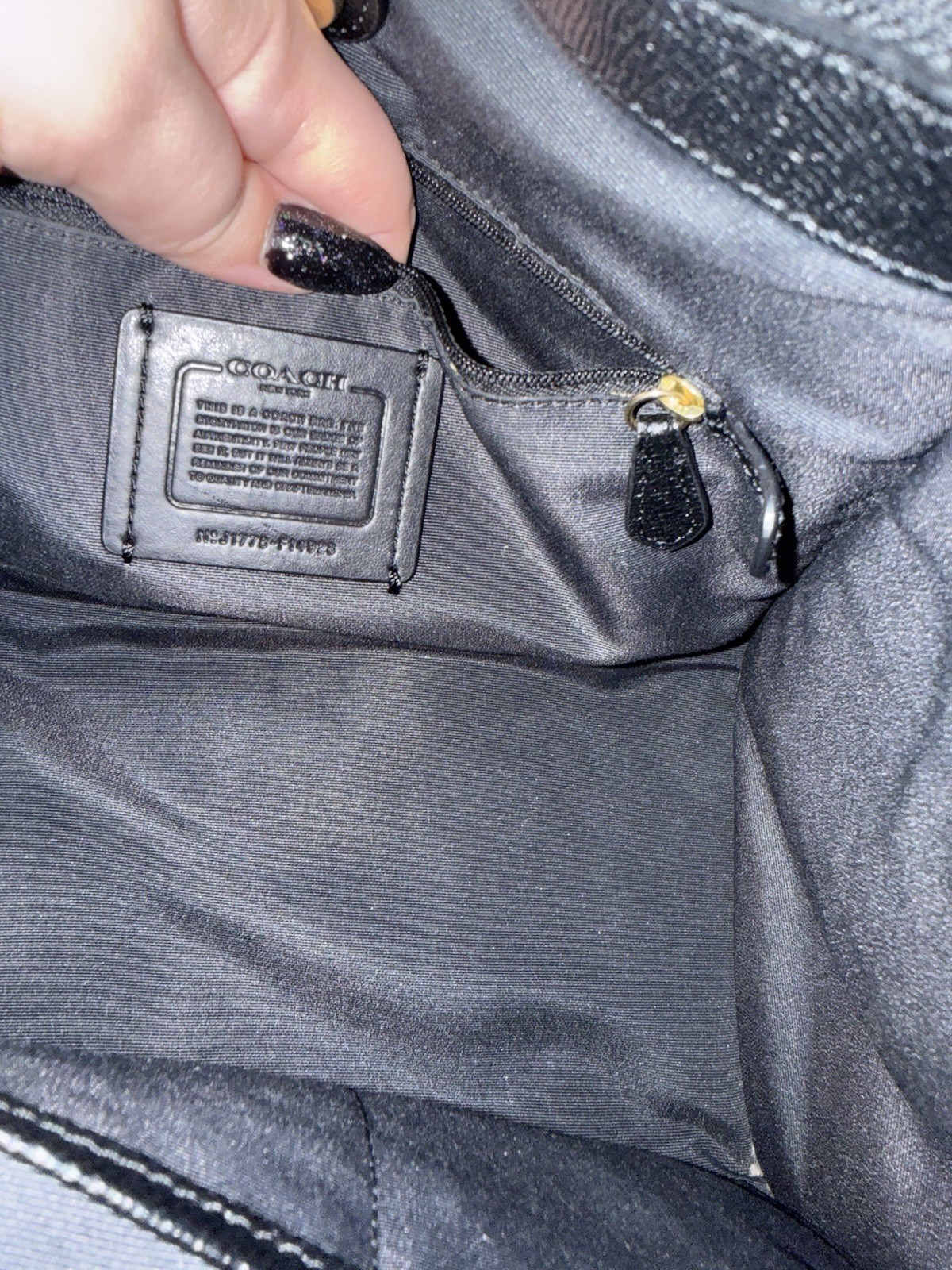 Coach Madison Black Pebbled Satchel Top Handle Double Zip Pockets Studs Gold