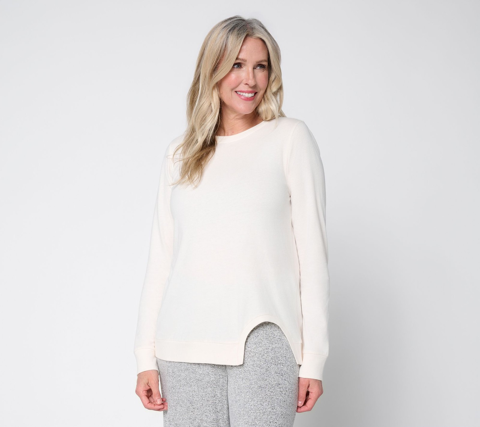 Peace Love World Crew Neck Tunic with Cutout Hem Pristine XXS New