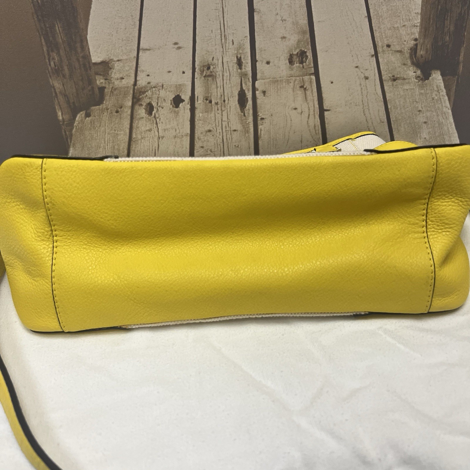 Tory Burch Yellow/Beige Satchel Top Handle Detachable Crossbody Zip Gold
