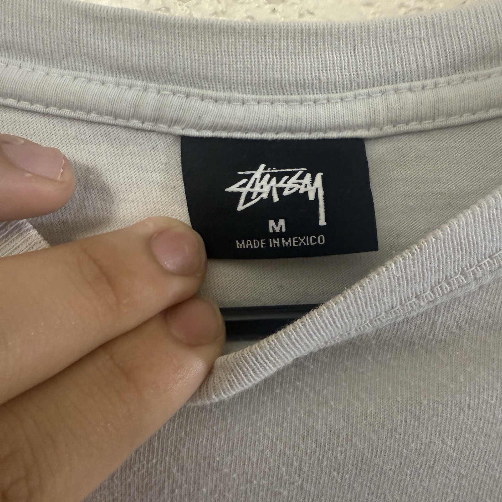 Stussy Men’s Gray Graphic Logo Crew Neck Short Sleeve T-Shirt Regular M