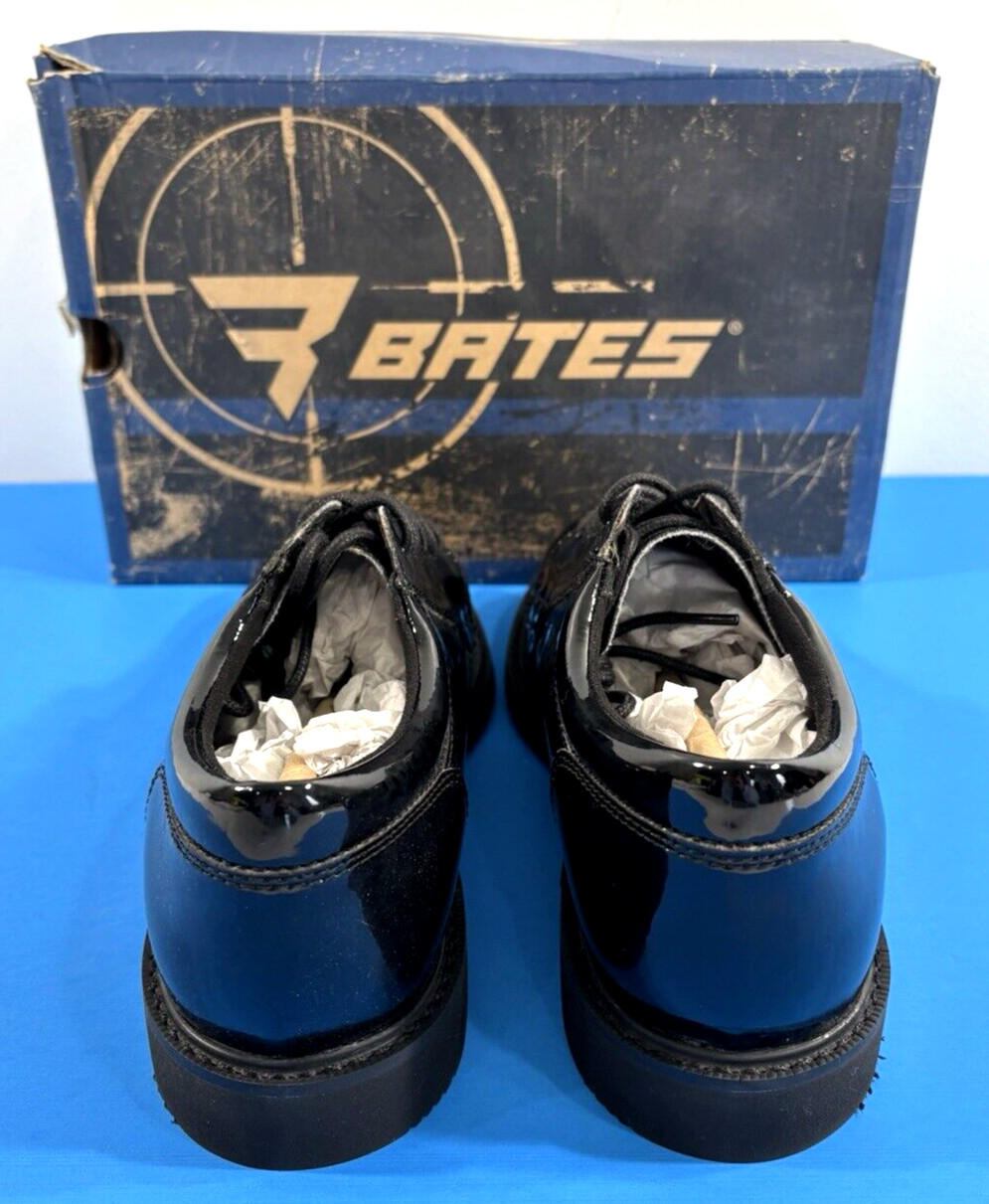 NIB 8.5 EW MEN’S BATES E01851 SENTRY LUX HIGH GLOSS OXFORDS SHOES BLACK 8.5 EW