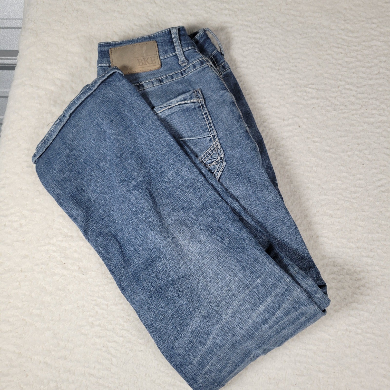 BKE Aiden Jeans Mens 30S Medium Wash Blue Slim Straight Stretch Denim Pants