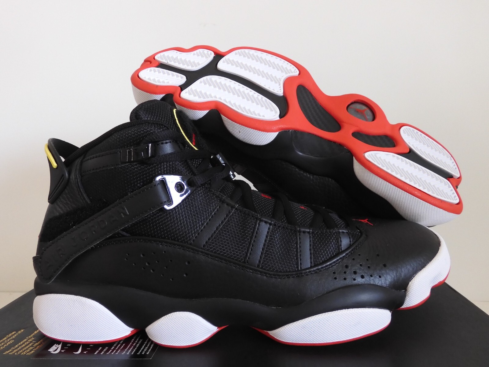 Nike Air Jordan 6 Rings Playoffs Black-University Red-White Sz 11.5 [322992-063]