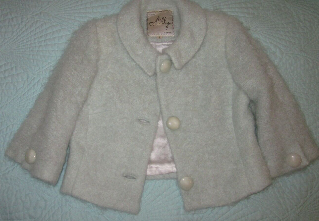 Milly New York Fresh light Mint Green Mohair Wool 3/4 sleeve Jacket Sz 2