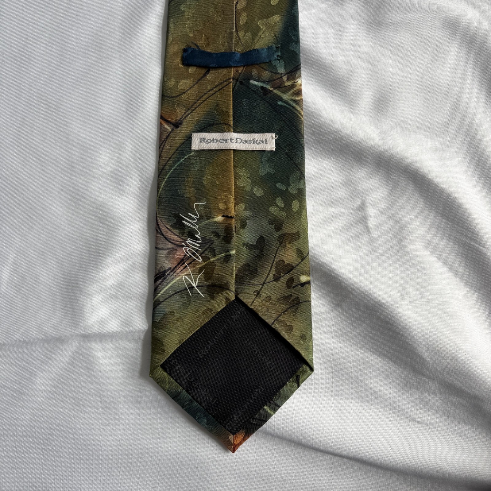 Robert Daskal Mens Hand Painted Silk Tie Abstract Artistic Necktie USA Signed