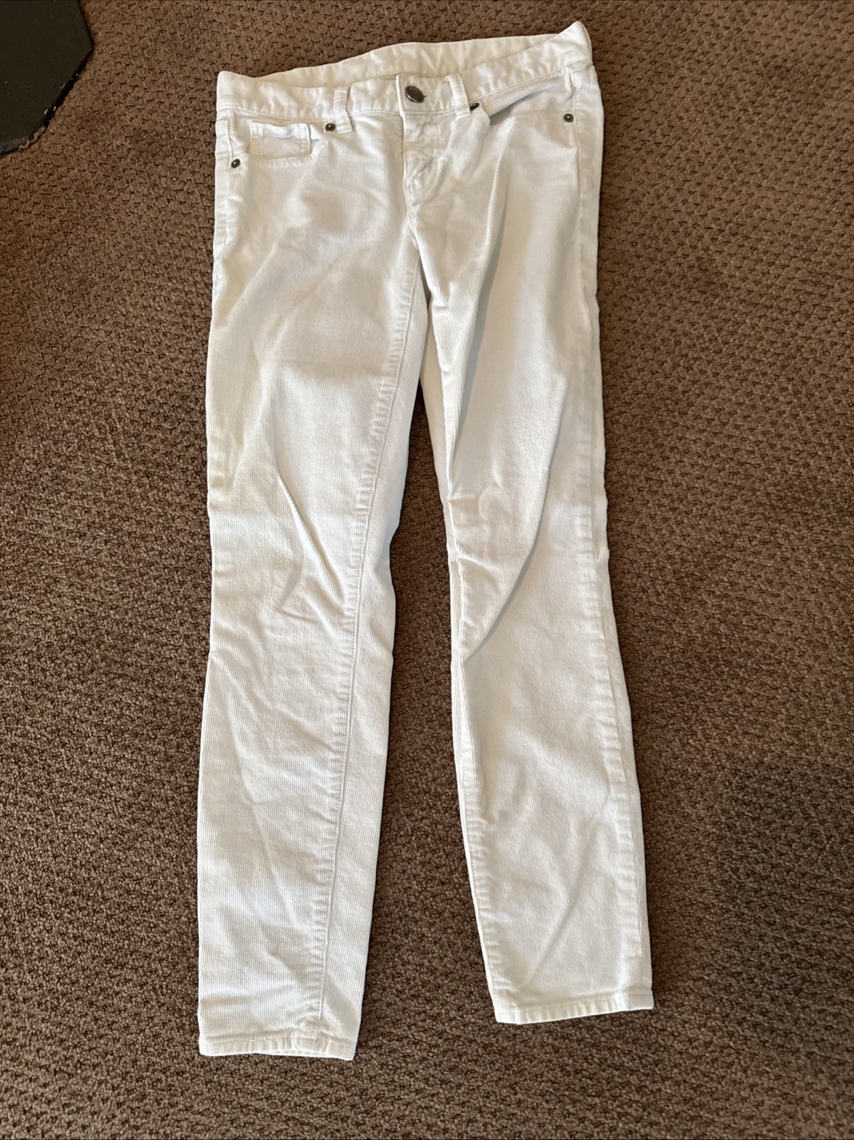 Pre-Owned Excellent Condition Size 25 J Crew White Corduroy Pants (1O)
