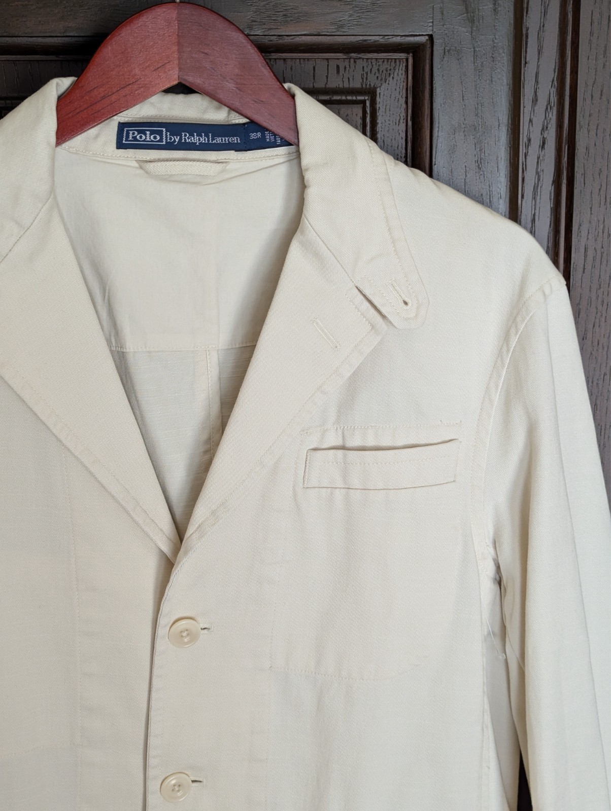 POLO RALPH LAUREN Modern Fit Washed Twill Suit Jacket, Off White, Size 38 R NWOT