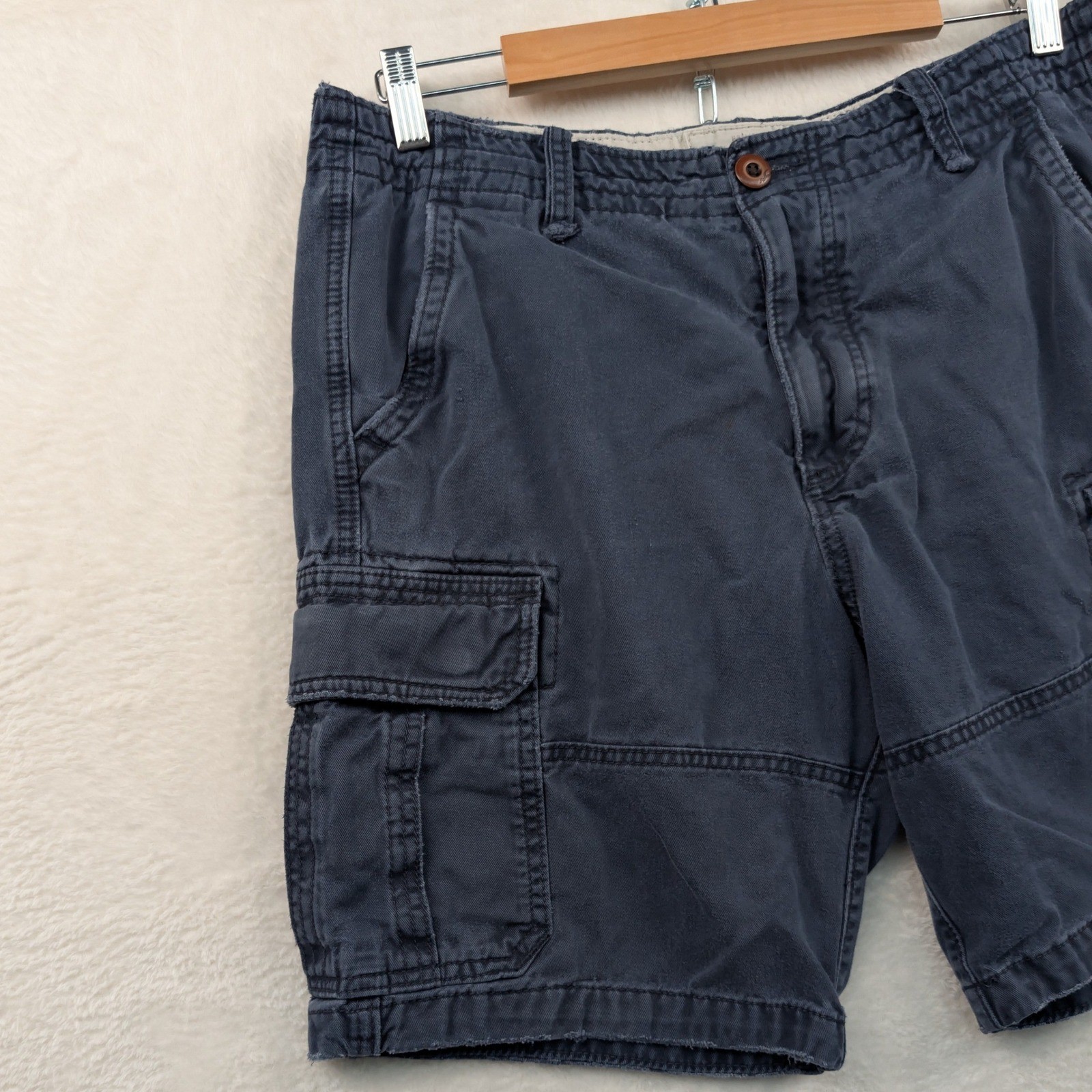 VTG Hollister Cargo Shorts Men’s 34 Navy Blue 9″ Beach Utility Rugged Hiking Y2K