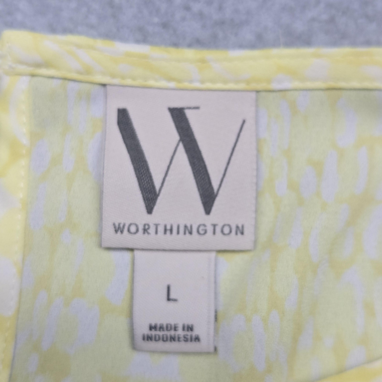 Worthington Tank Top Womens Large Yellow Sleeveless Blouse Zan Print New NWT