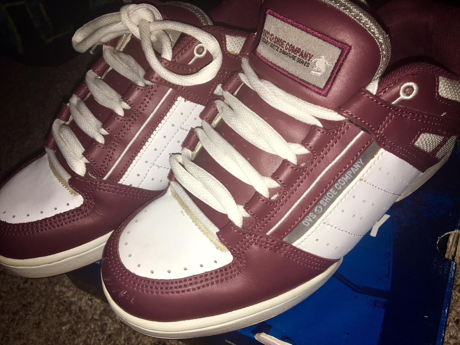 Shoes Vintage Skateboarding DVS Kerry Getz Burgandy White Leather 7.5M RARE 7/10