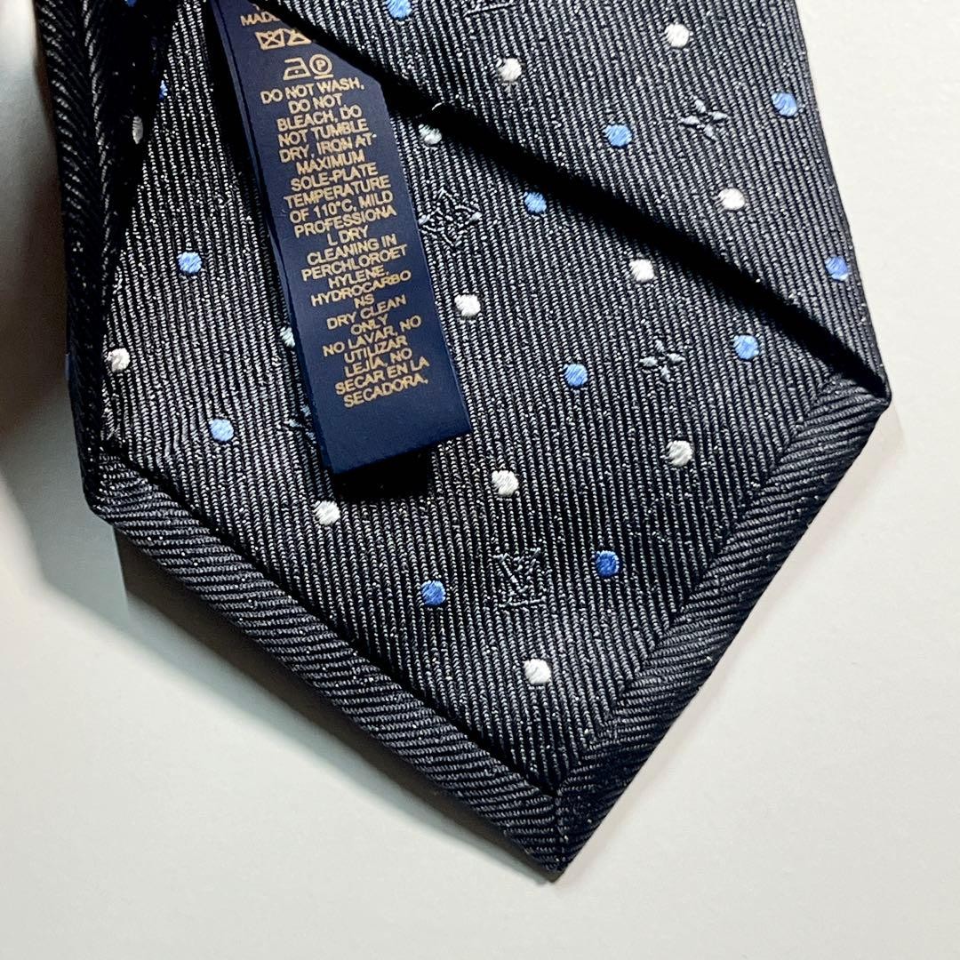 LOUIS VUITTON Monogram Dot Narrow Tie Charcoal Gray Silk 2.8 in