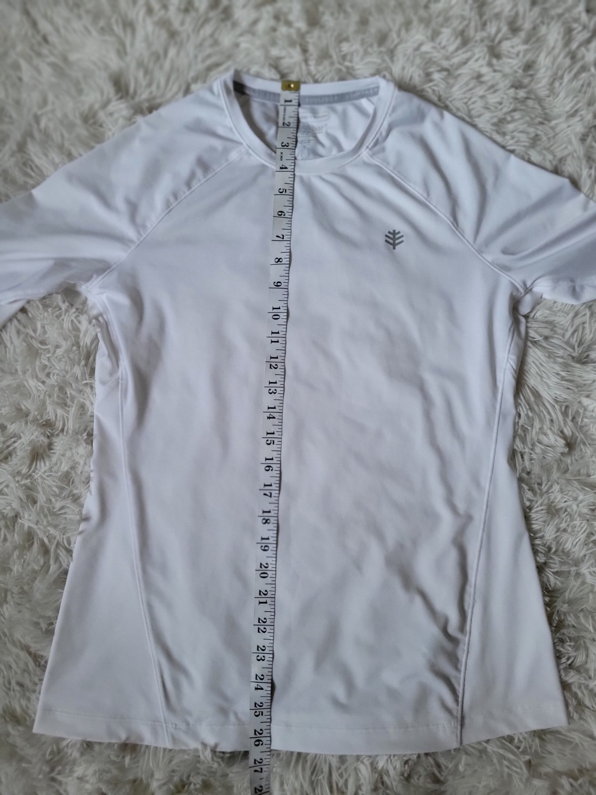 Coolibar UPF50 Top Devi Short Sleeve Fitness Shirt White Athlon Fabric Small New