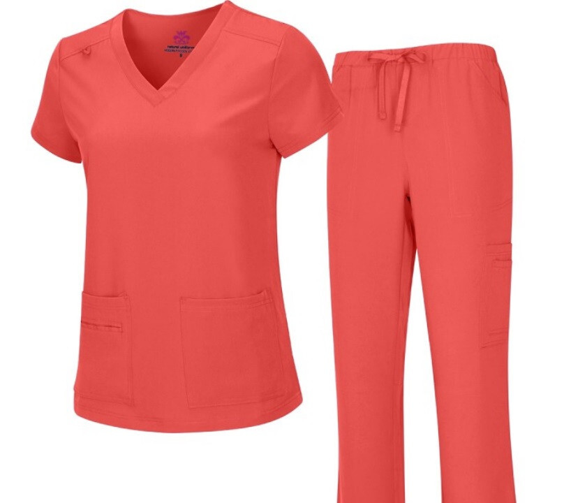 Medical Nursing Natural Uniforms Women’s Cool Stretch V-Neck Top and Cargo Pant