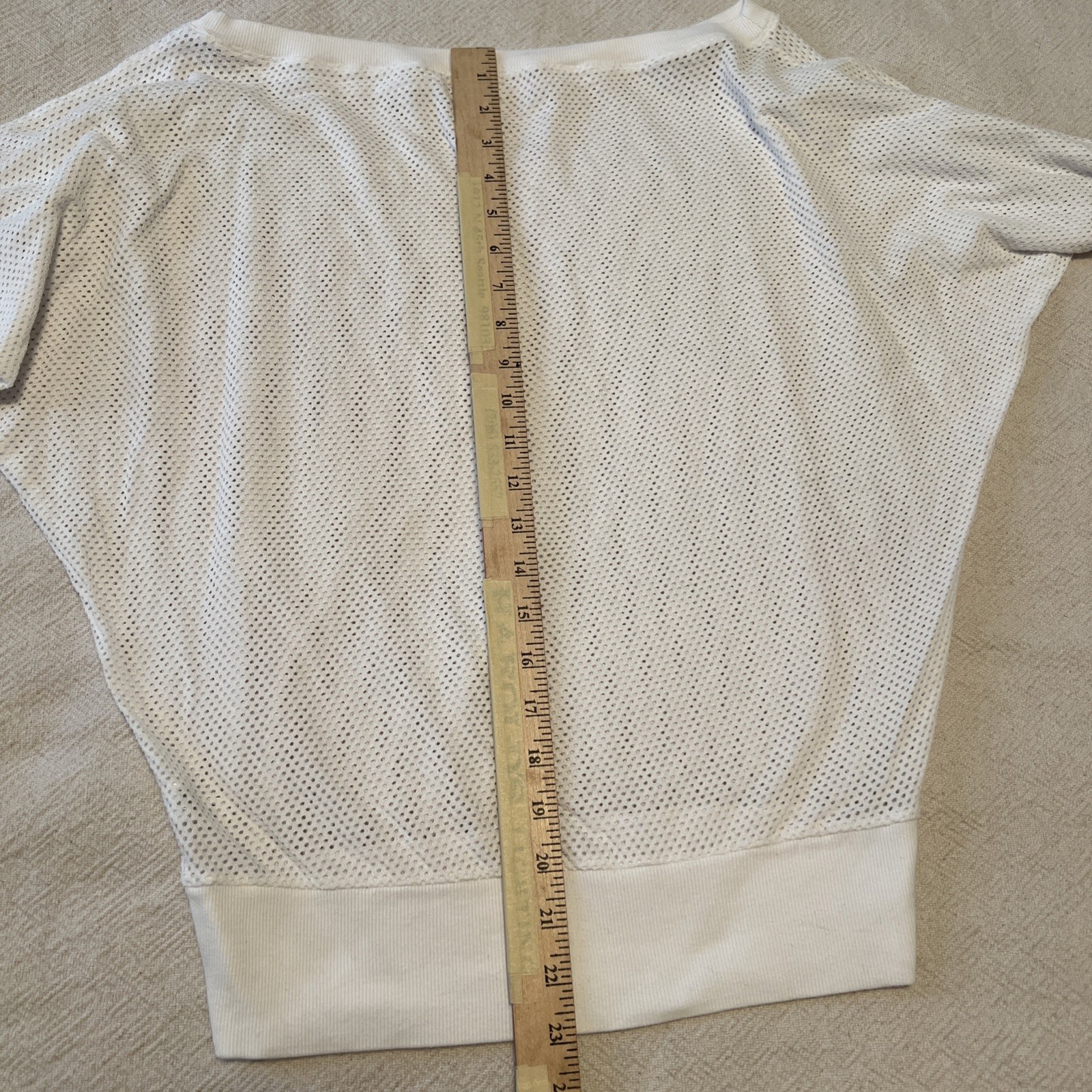 XS Women’s Cotton Mesh White Bat Wing 3/4 Sleeve Top Beach Cover Up