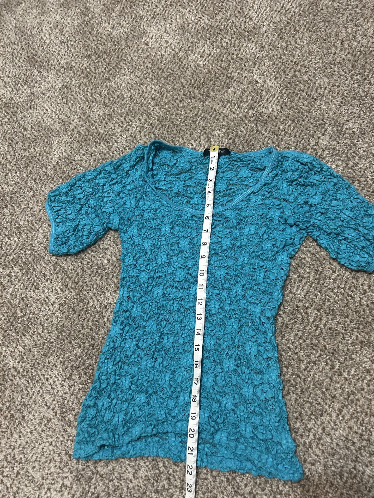 Karen Kane Turquoise Floral Lace 3/4 Sleeve Y2K Top Size L